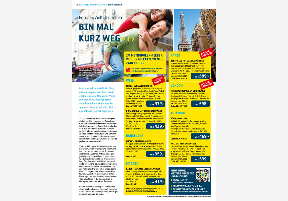 Urlaubsmagazin der Reisewelt Hannover Airport