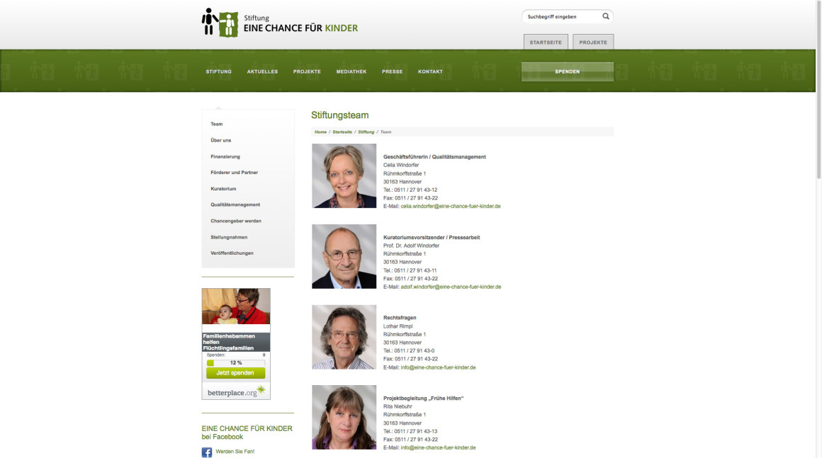 Eine Chance für Kinder Website