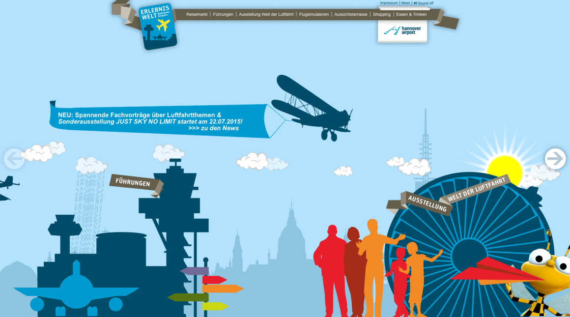 Elebniswelt Hannover Airport Website