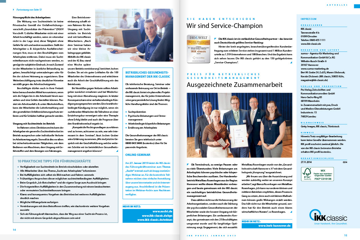 Mitgliedermagazin (Personalbereich und Arbeitgeber) - IKK Classic Profil