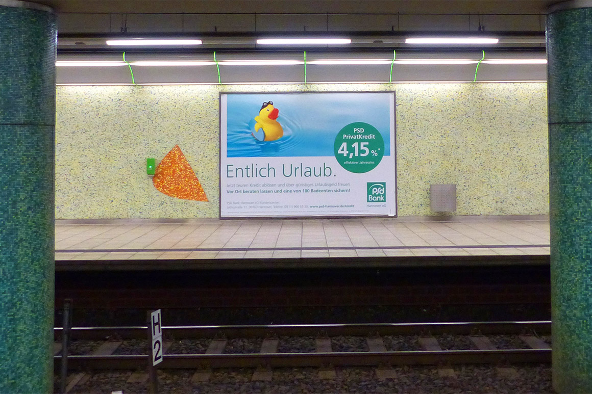 PSD Plakat zum Thema Privatkredit - Entlich Urlaub:Großfläche am Kröpcke