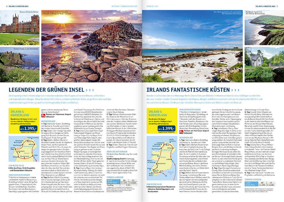 Katalog der Reisewelt Hannover Aiport Angebote - Irland und Nordirland