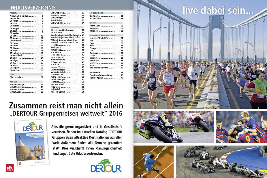 DERTOUR live Katalog Inhaltsverzeichnis