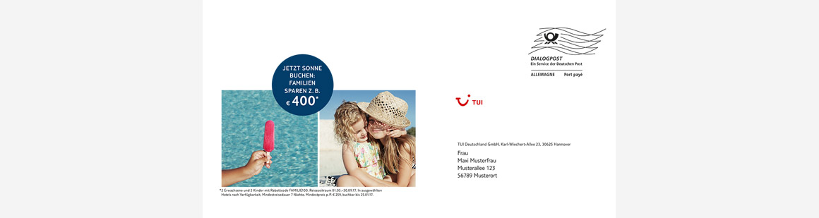 Adressetikett TUI for You Mailing - Familie